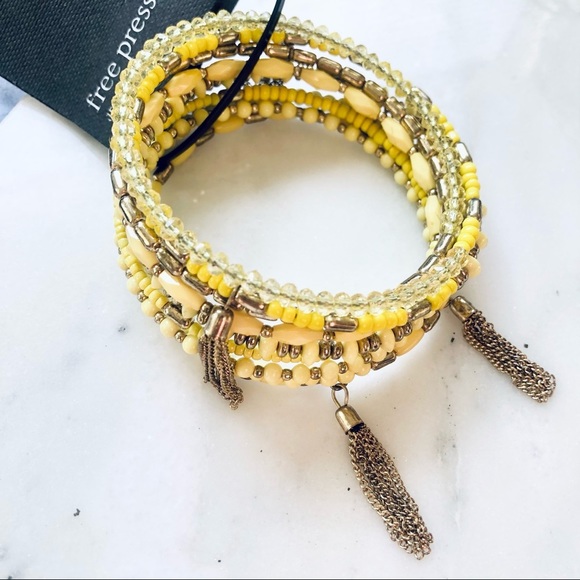 Yellow Beaded Wrap Bracelet - Picture 3 of 3